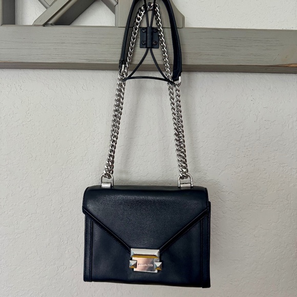MICHAEL KORS Whitney Leather Shoulder Bag Push Lock Crossbody Purse - Picture 1 of 14
